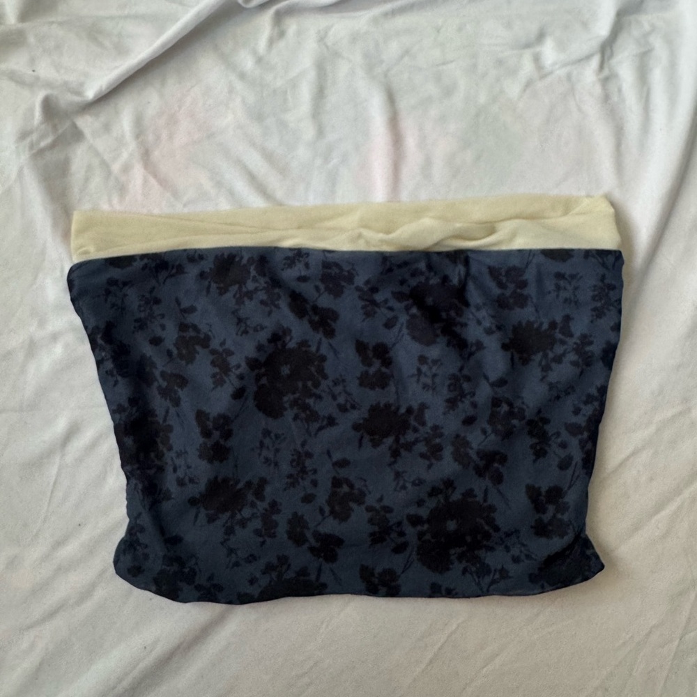 Princess Polly Floral Tube Top in Blue and Cream